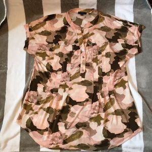 Cocomo “Pink Camo” Studded Gathered Blouse
